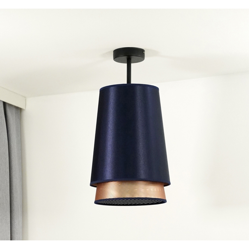 Duolla - Żyrandol natynkowy BELL SHINY 1xE27/15W/230V śr. 25 cm niebieski/miedziany