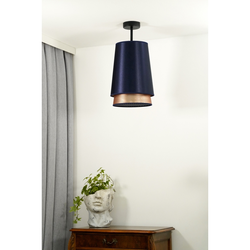 Duolla - Żyrandol natynkowy BELL SHINY 1xE27/15W/230V śr. 25 cm niebieski/miedziany