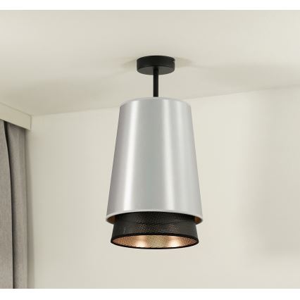 Duolla - Żyrandol natynkowy BELL SHINY 1xE27/15W/230V śr. 25 cm srebrny/czarny