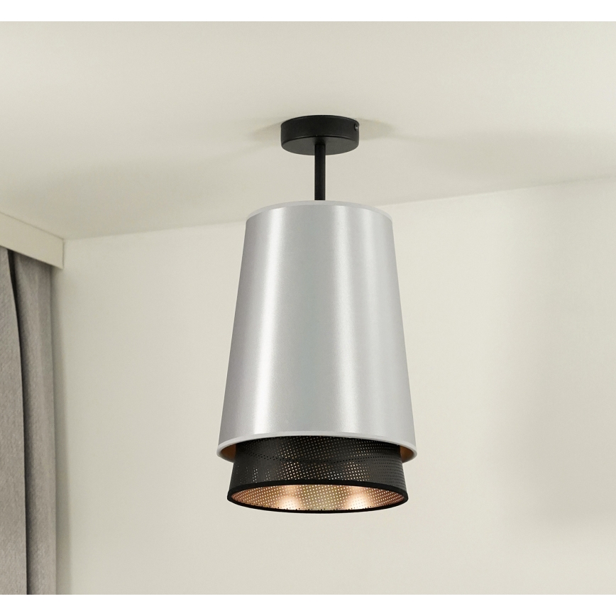 Duolla - Żyrandol natynkowy BELL SHINY 1xE27/15W/230V śr. 25 cm srebrny/czarny