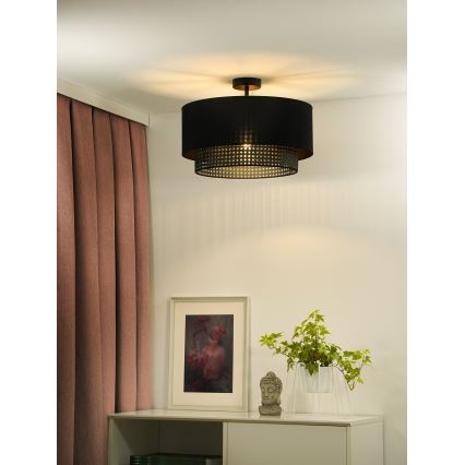 Duolla - Żyrandol natynkowy BOHO RATTAN 1xE27/15W/230V śr. 45 cm czarny