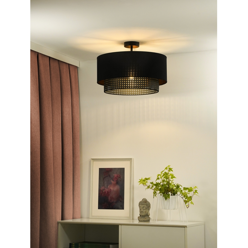 Duolla - Żyrandol natynkowy BOHO RATTAN 1xE27/15W/230V śr. 45 cm czarny