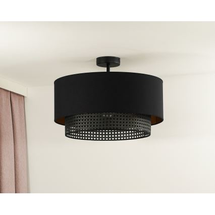 Duolla - Żyrandol natynkowy BOHO RATTAN 1xE27/15W/230V śr. 45 cm czarny
