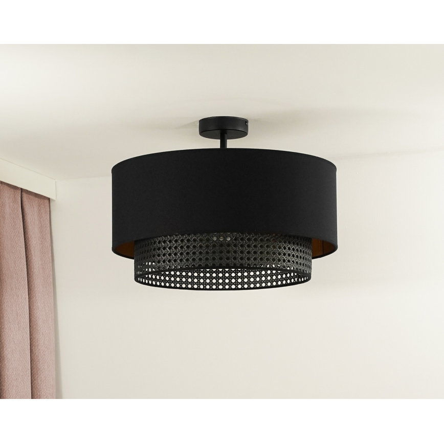 Duolla - Żyrandol natynkowy BOHO RATTAN 1xE27/15W/230V śr. 45 cm czarny