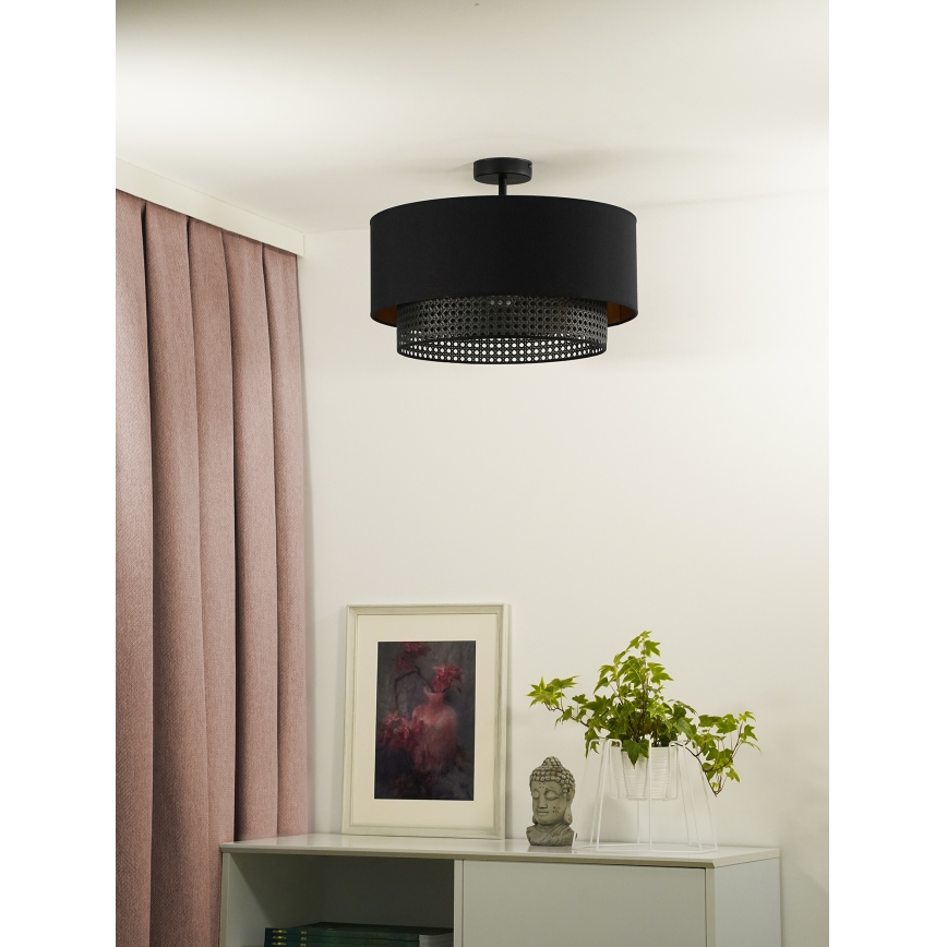 Duolla - Żyrandol natynkowy BOHO RATTAN 1xE27/15W/230V śr. 45 cm czarny