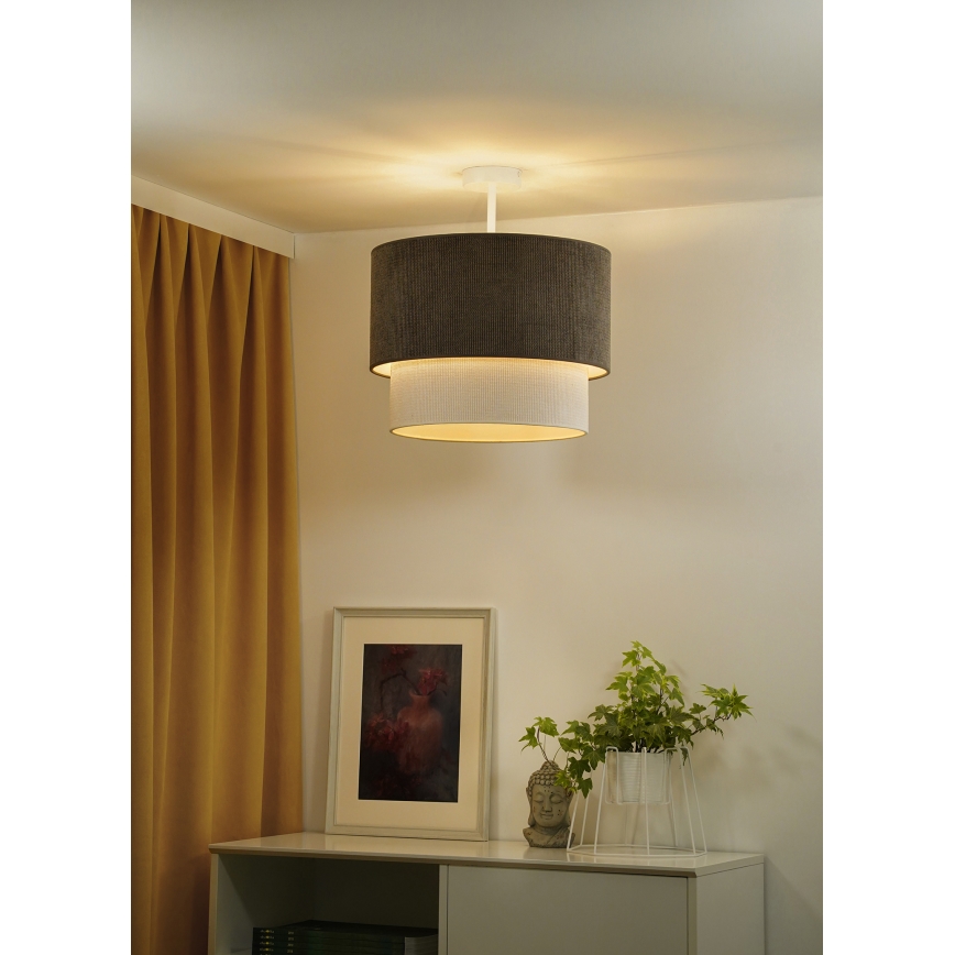 Duolla - Żyrandol natynkowy CORDUROY 1xE27/15W/230V śr. 40 cm brązowy/kremowy