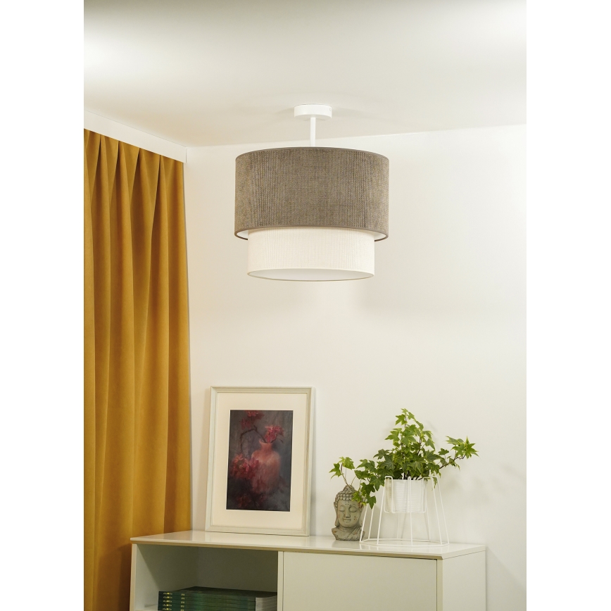 Duolla - Żyrandol natynkowy CORDUROY 1xE27/15W/230V śr. 40 cm brązowy/kremowy