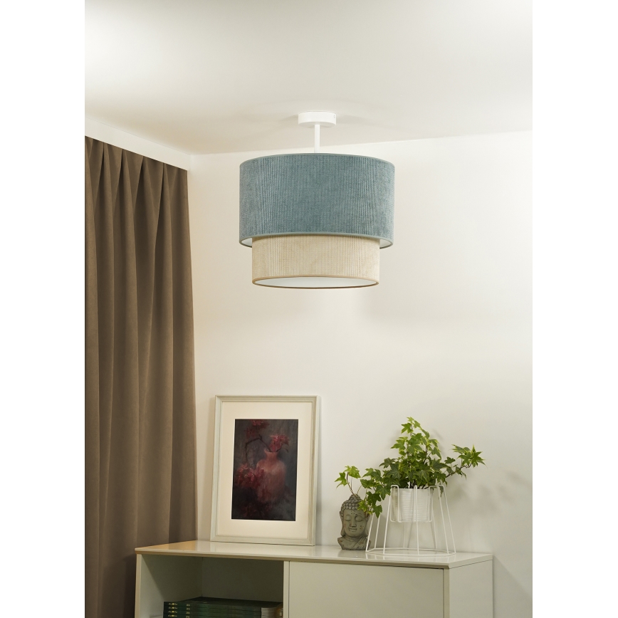 Duolla - Żyrandol natynkowy CORDUROY 1xE27/15W/230V śr. 40 cm niebieski/beżowy