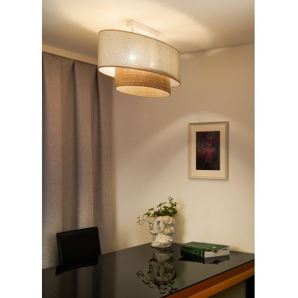 Duolla - Żyrandol natynkowy DOUBLE OVAL NATURE 2xE27/15W/230V kremowy/beżowy