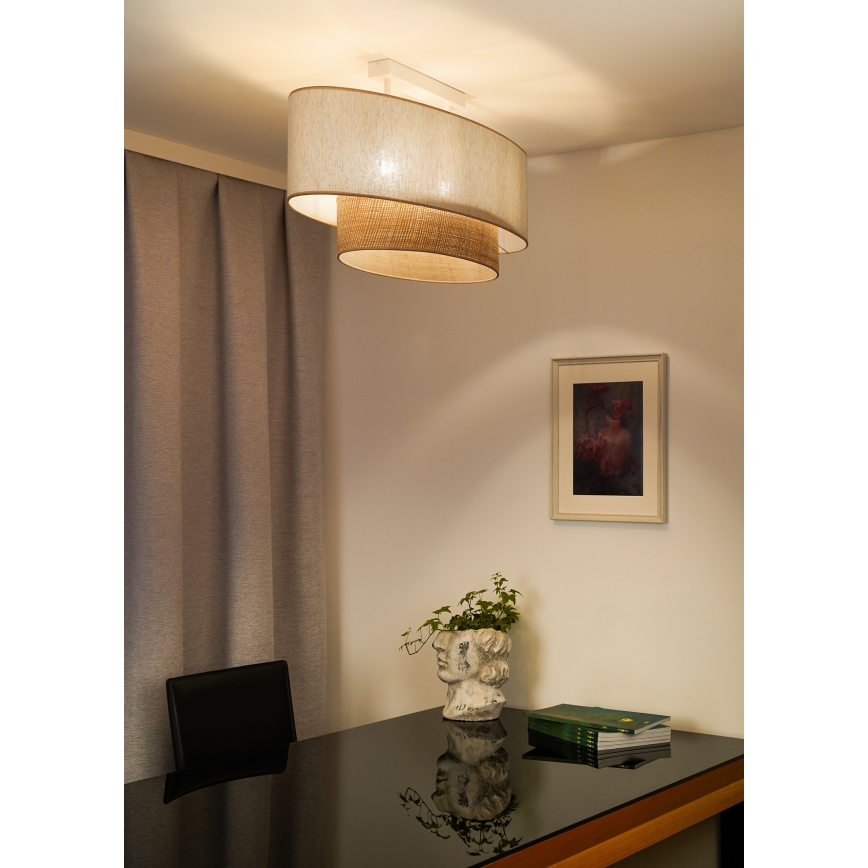 Duolla - Żyrandol natynkowy DOUBLE OVAL NATURE 2xE27/15W/230V kremowy/beżowy