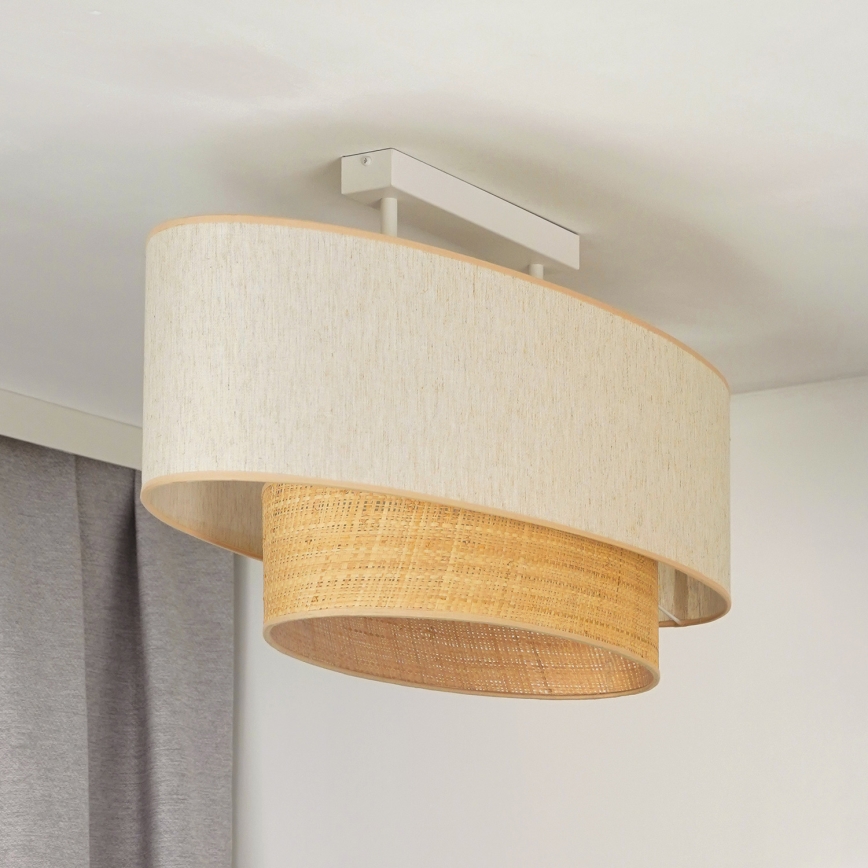 Duolla - Żyrandol natynkowy DOUBLE OVAL NATURE 2xE27/15W/230V kremowy/beżowy