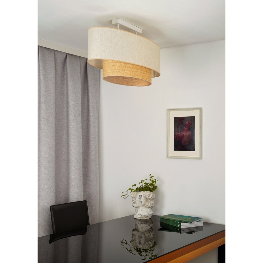 Duolla - Żyrandol natynkowy DOUBLE OVAL NATURE 2xE27/15W/230V kremowy/beżowy