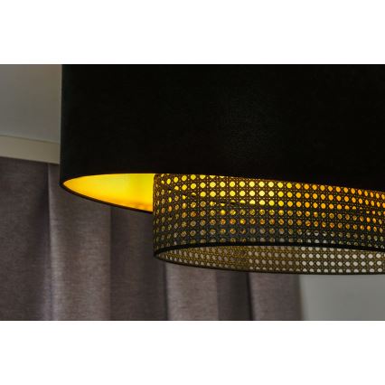 Duolla - Żyrandol natynkowy DOUBLE OVAL RATTAN 2xE27/15W/230V czarny/rattan