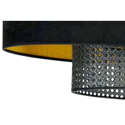 Duolla - Żyrandol natynkowy DOUBLE OVAL RATTAN 2xE27/15W/230V czarny/rattan
