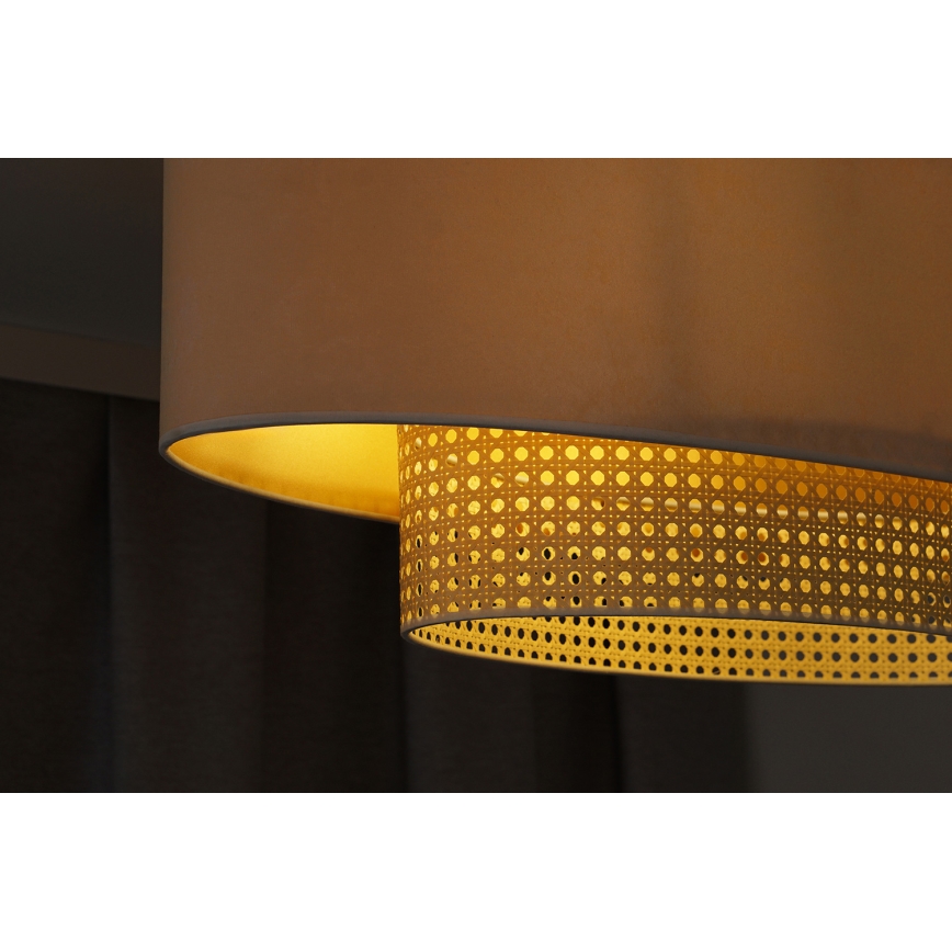 Duolla - Żyrandol natynkowy DOUBLE OVAL RATTAN 2xE27/15W/230V kremowy/rattan