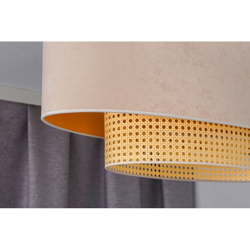 Duolla - Żyrandol natynkowy DOUBLE OVAL RATTAN 2xE27/15W/230V kremowy/rattan