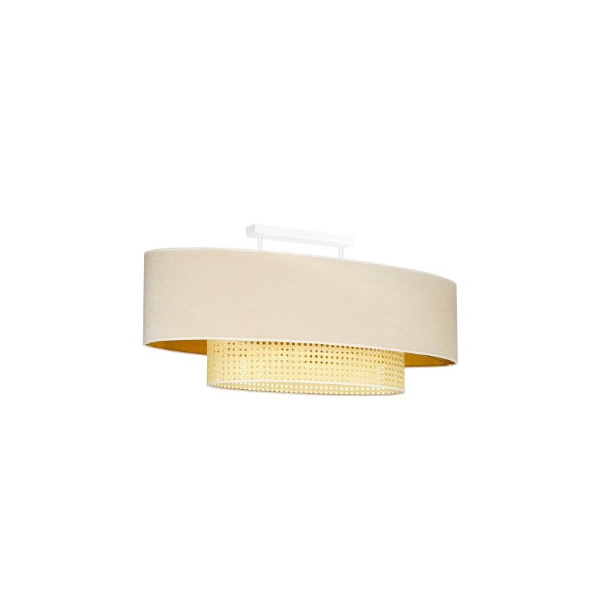 Duolla - Żyrandol natynkowy DOUBLE OVAL RATTAN 2xE27/15W/230V kremowy/rattan