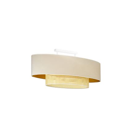 Duolla - Żyrandol natynkowy DOUBLE OVAL RATTAN 2xE27/15W/230V kremowy/rattan
