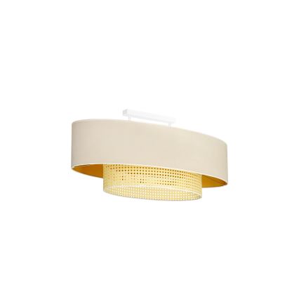Duolla - Żyrandol natynkowy DOUBLE OVAL RATTAN 2xE27/15W/230V kremowy/rattan