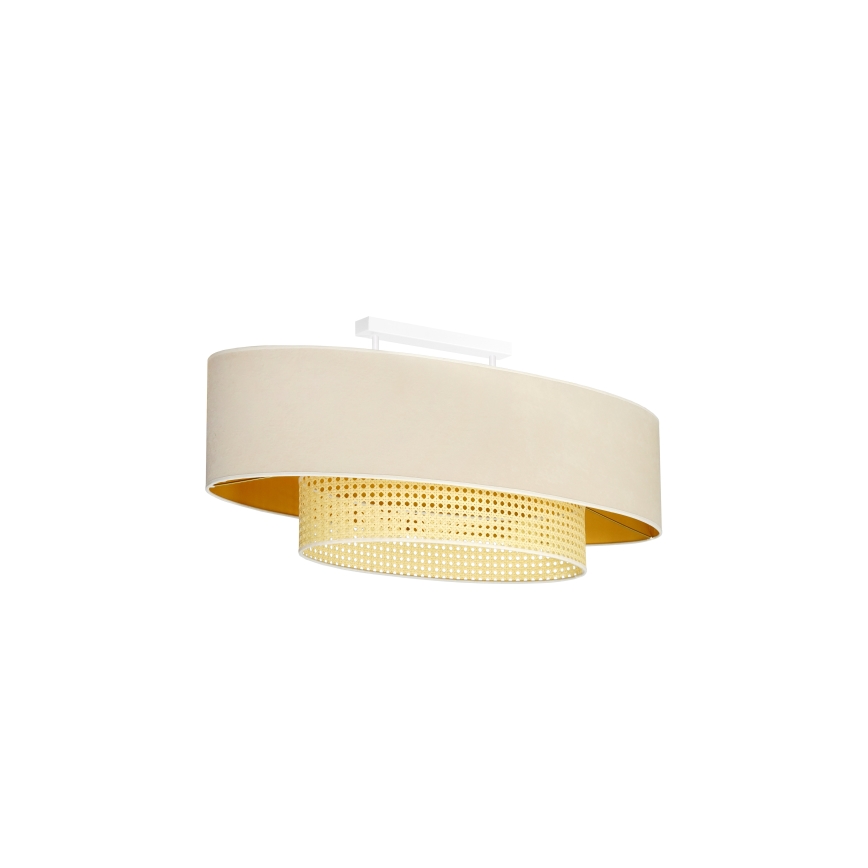 Duolla - Żyrandol natynkowy DOUBLE OVAL RATTAN 2xE27/15W/230V kremowy/rattan