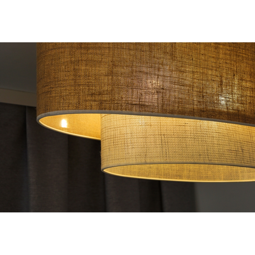 Duolla - Żyrandol natynkowy DOUBLE OVAL YUTE 2xE27/15W/230V brązowy/kremowy