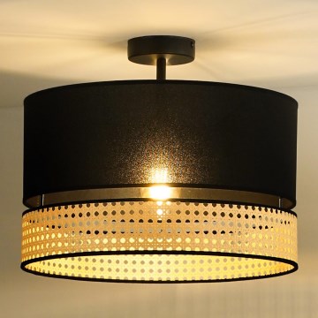 Duolla - Żyrandol natynkowy DOUBLE RATTAN 1xE27/15W/230V śr. 40 cm czarny/beżowy