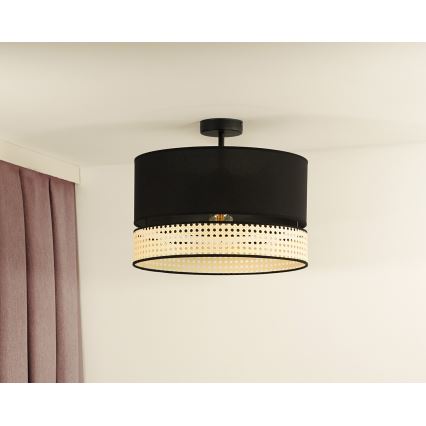 Duolla - Żyrandol natynkowy DOUBLE RATTAN 1xE27/15W/230V śr. 40 cm czarny/beżowy