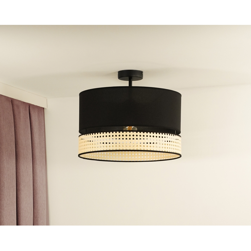 Duolla - Żyrandol natynkowy DOUBLE RATTAN 1xE27/15W/230V śr. 40 cm czarny/beżowy