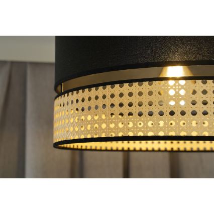 Duolla - Żyrandol natynkowy DOUBLE RATTAN 1xE27/15W/230V śr. 40 cm czarny/beżowy