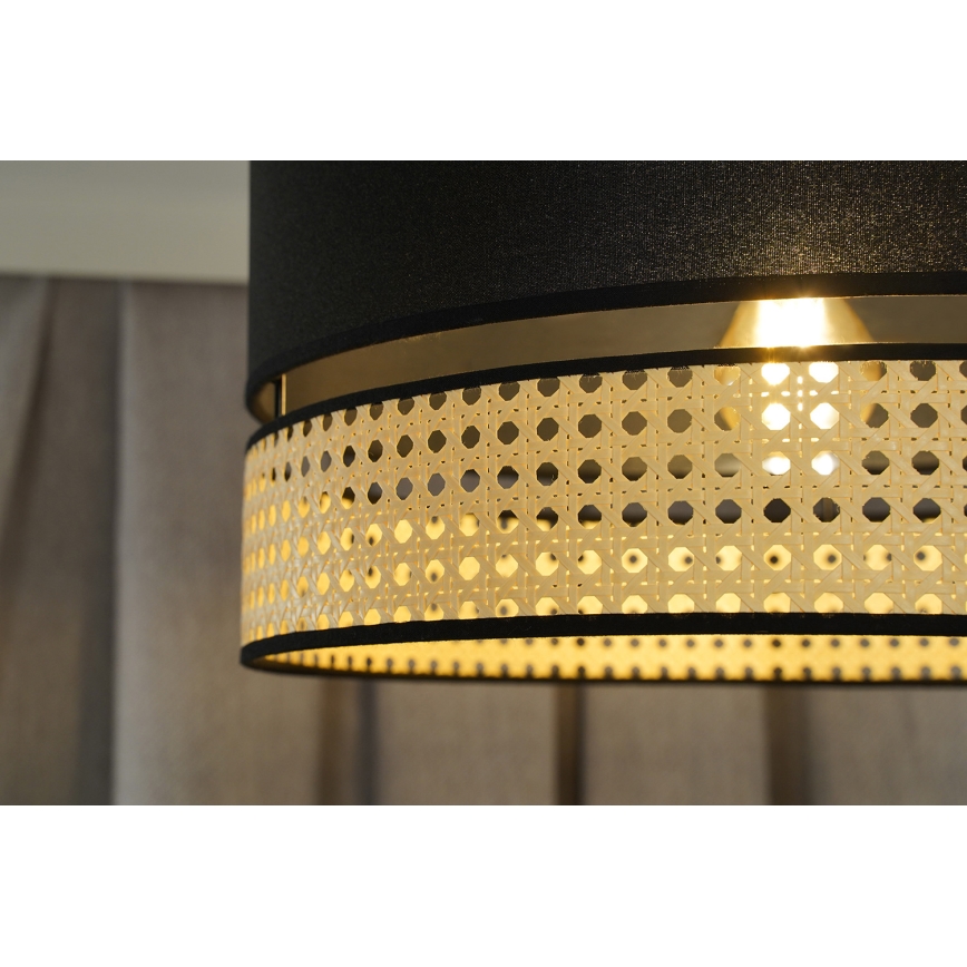Duolla - Żyrandol natynkowy DOUBLE RATTAN 1xE27/15W/230V śr. 40 cm czarny/beżowy