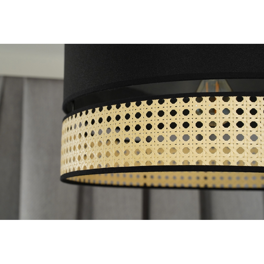 Duolla - Żyrandol natynkowy DOUBLE RATTAN 1xE27/15W/230V śr. 40 cm czarny/beżowy