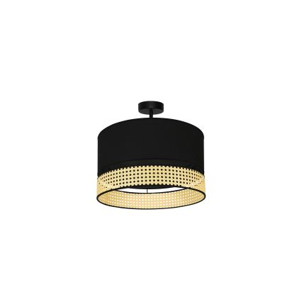 Duolla - Żyrandol natynkowy DOUBLE RATTAN 1xE27/15W/230V śr. 40 cm czarny/beżowy