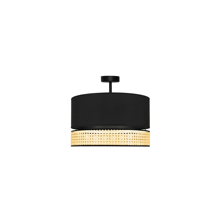 Duolla - Żyrandol natynkowy DOUBLE RATTAN 1xE27/15W/230V śr. 40 cm czarny/beżowy