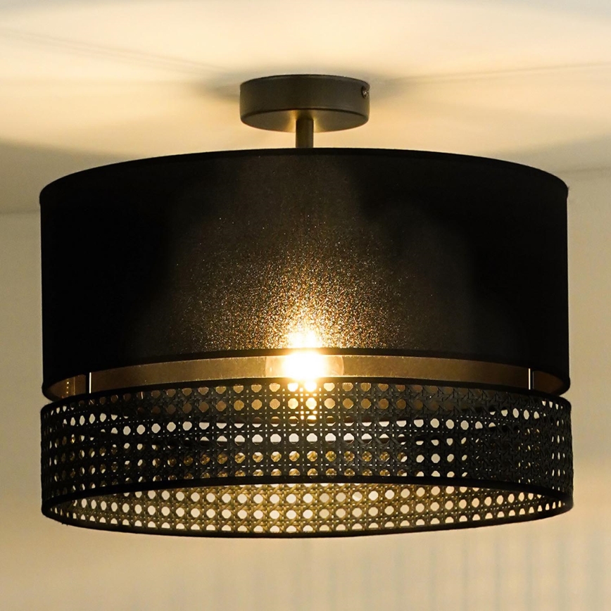 Duolla - Żyrandol natynkowy DOUBLE RATTAN 1xE27/15W/230V śr. 40 cm czarny