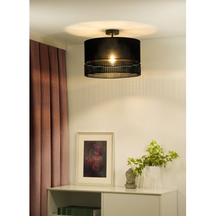 Duolla - Żyrandol natynkowy DOUBLE RATTAN 1xE27/15W/230V śr. 40 cm czarny
