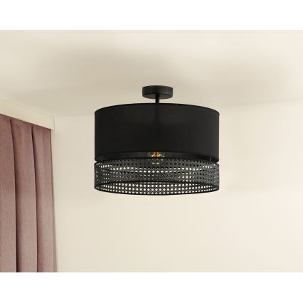 Duolla - Żyrandol natynkowy DOUBLE RATTAN 1xE27/15W/230V śr. 40 cm czarny