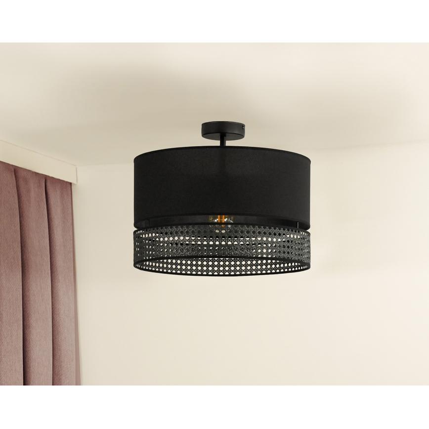 Duolla - Żyrandol natynkowy DOUBLE RATTAN 1xE27/15W/230V śr. 40 cm czarny
