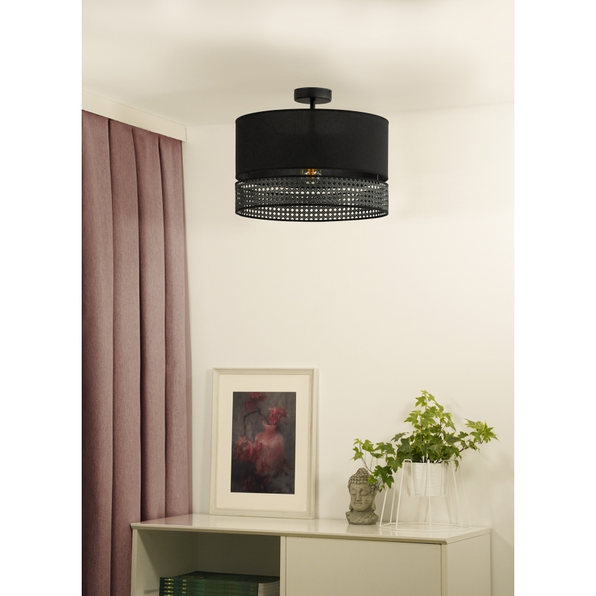 Duolla - Żyrandol natynkowy DOUBLE RATTAN 1xE27/15W/230V śr. 40 cm czarny