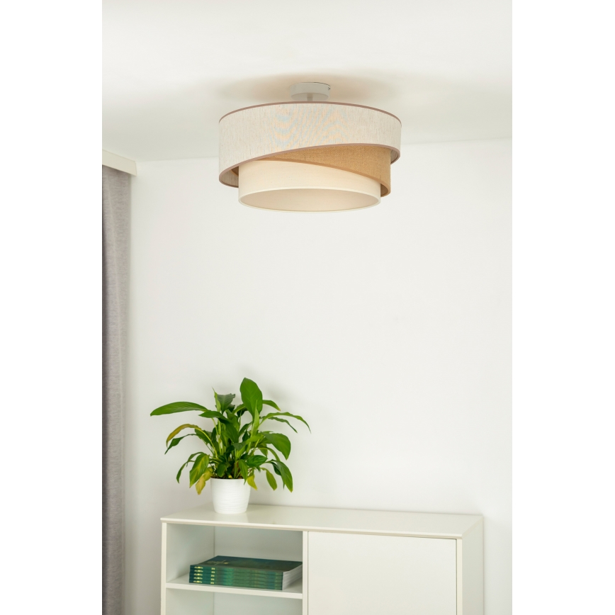 Duolla - Żyrandol natynkowy KOBO 1xE27/15W/230V śr. 45 cm beżowy/brązowy/biały