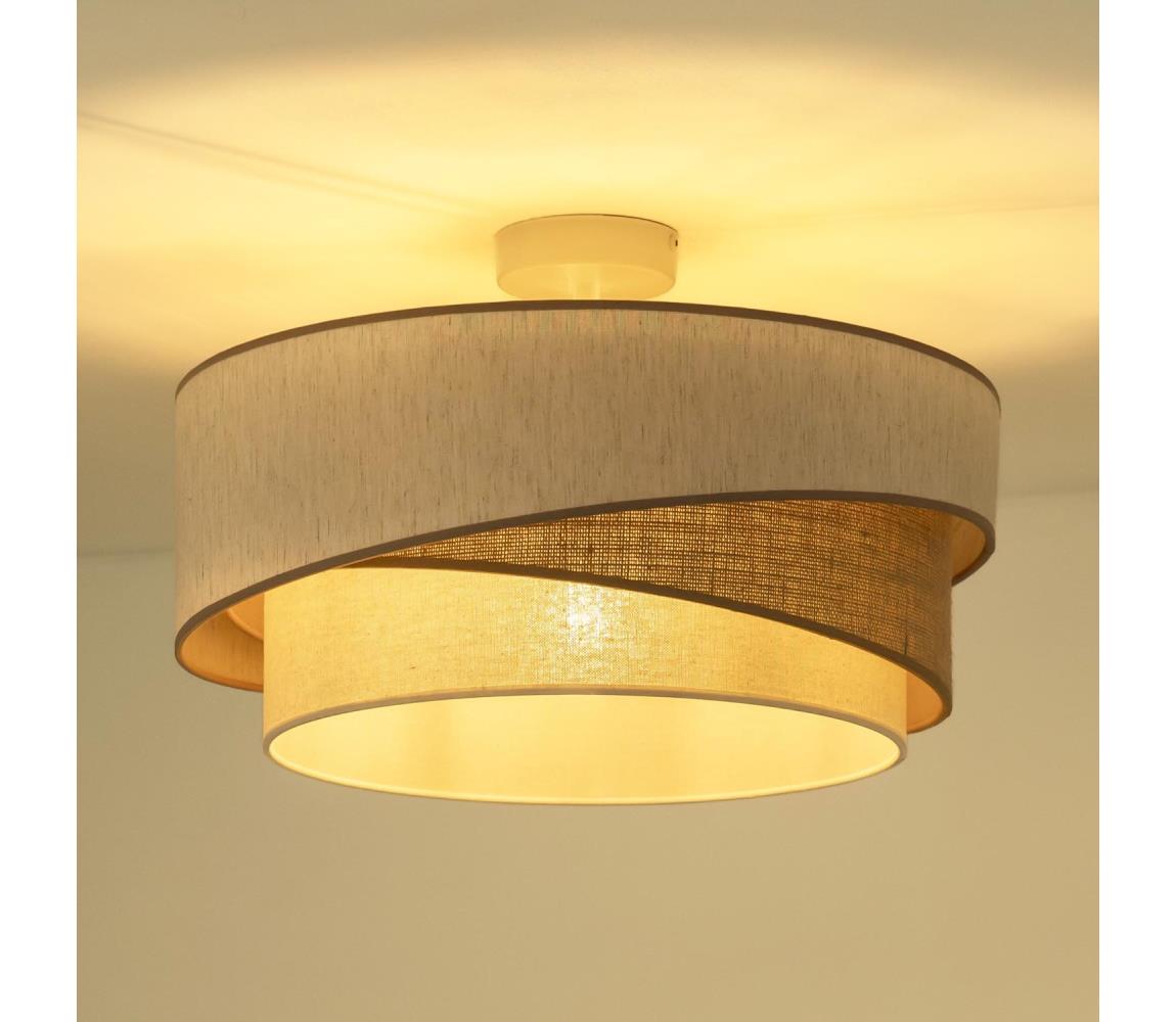 - Żyrandol natynkowy KOBO 1xE27/15W/230V śr. 45 cm beżowy/brązowy/biały