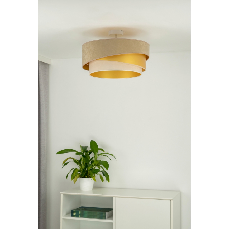 Duolla - Żyrandol natynkowy KOBO 1xE27/15W/230V śr. 45 cm beżowy/złoty/kremowy
