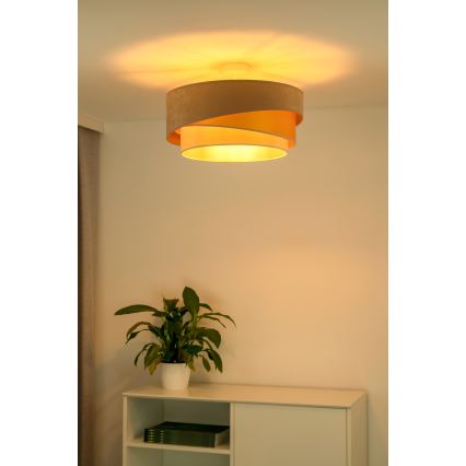 Duolla - Żyrandol natynkowy KOBO 1xE27/15W/230V śr. 45 cm beżowy/złoty/kremowy