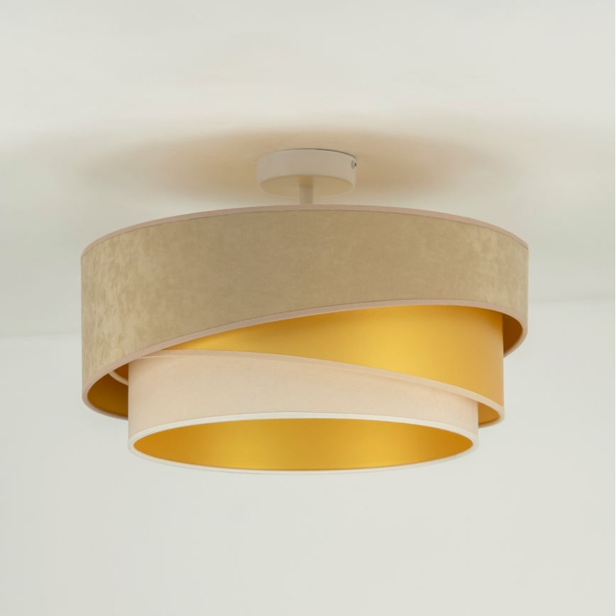 Duolla - Żyrandol natynkowy KOBO 1xE27/15W/230V śr. 45 cm beżowy/złoty/kremowy