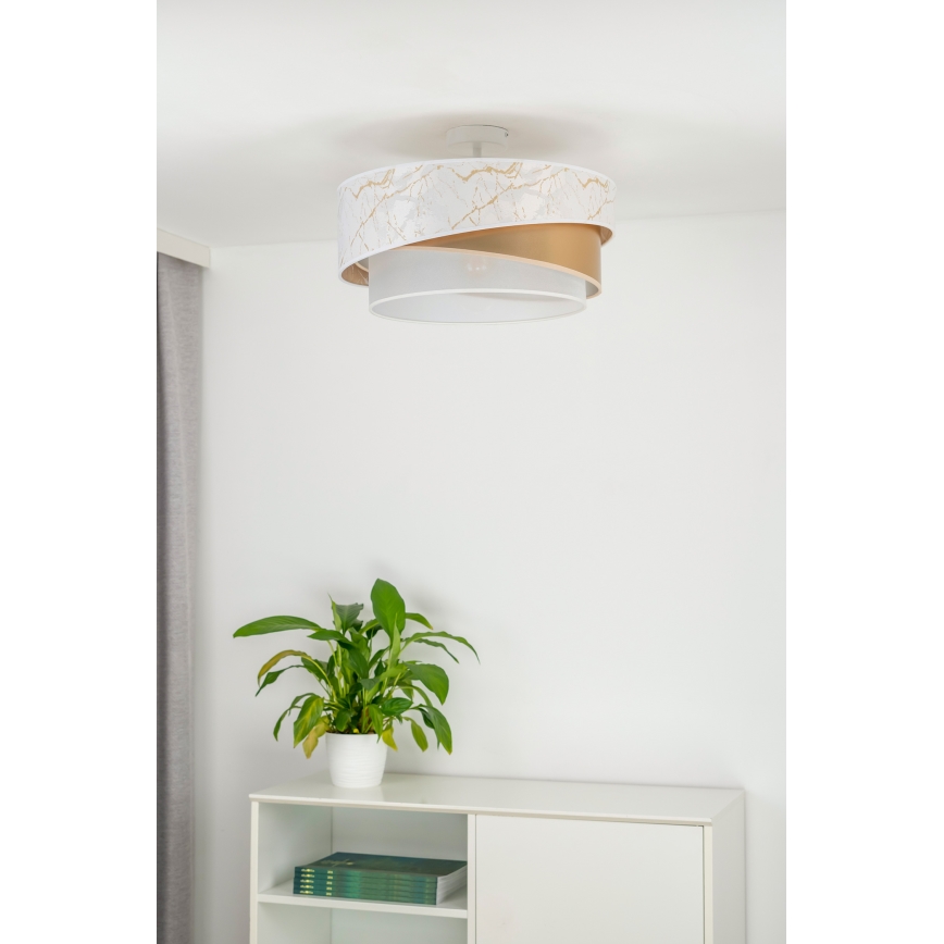 Duolla - Żyrandol natynkowy KOBO 1xE27/15W/230V śr. 45 cm biały/złoty