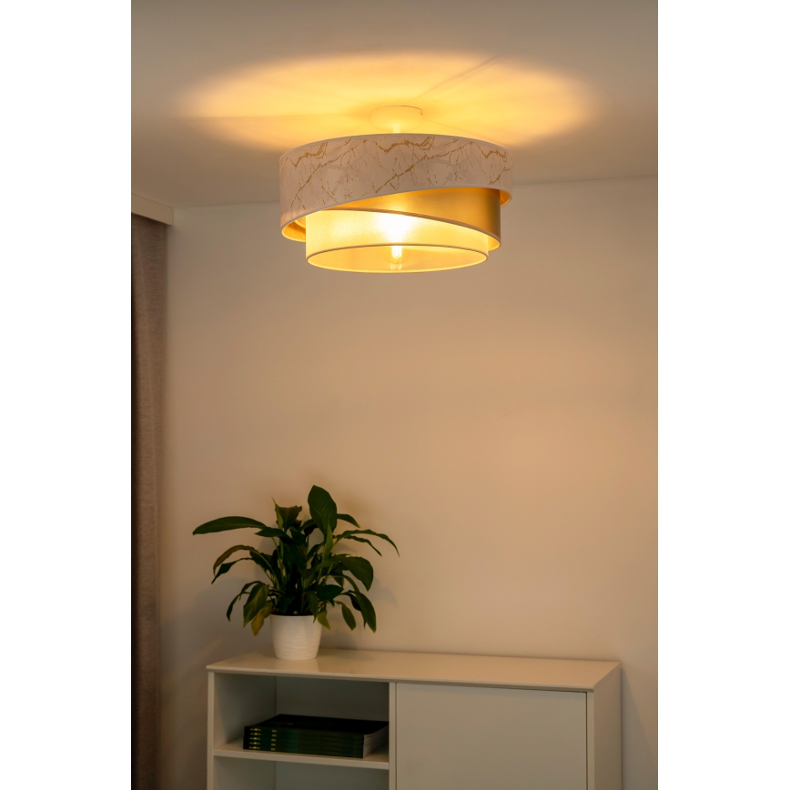 Duolla - Żyrandol natynkowy KOBO 1xE27/15W/230V śr. 45 cm biały/złoty