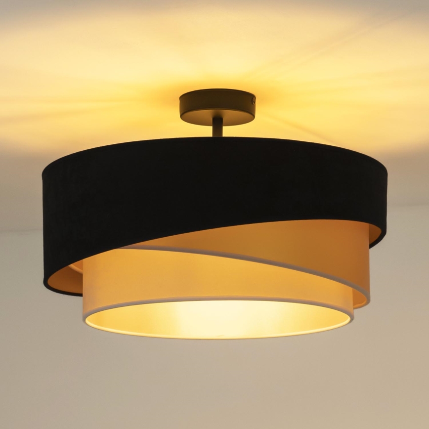 Duolla - Żyrandol natynkowy KOBO 1xE27/15W/230V śr. 45 cm czarny/złoty/kremowy