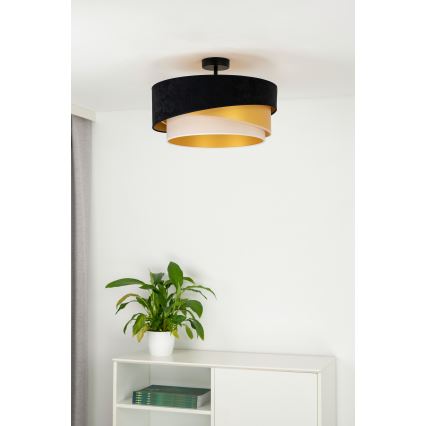 Duolla - Żyrandol natynkowy KOBO 1xE27/15W/230V śr. 45 cm czarny/złoty/kremowy