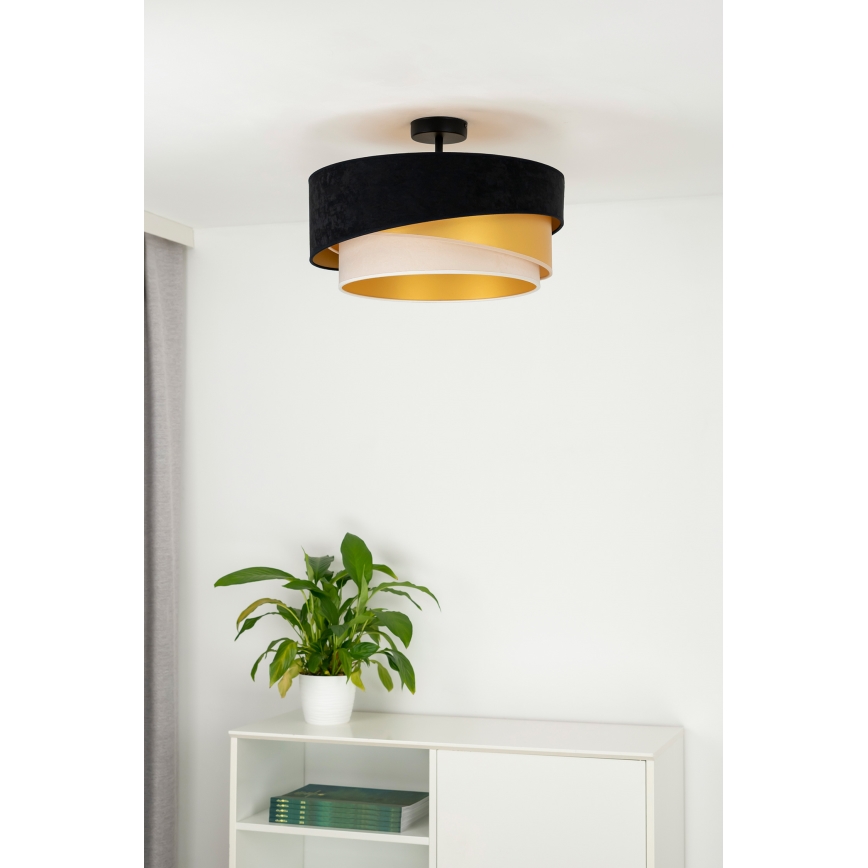 Duolla - Żyrandol natynkowy KOBO 1xE27/15W/230V śr. 45 cm czarny/złoty/kremowy