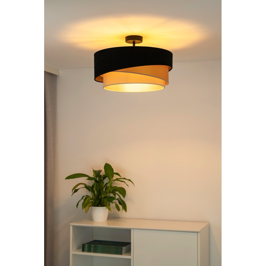 Duolla - Żyrandol natynkowy KOBO 1xE27/15W/230V śr. 45 cm czarny/złoty/kremowy
