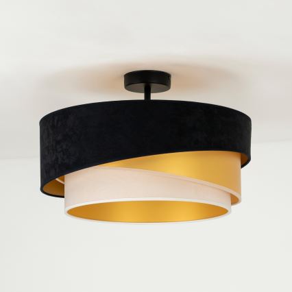 Duolla - Żyrandol natynkowy KOBO 1xE27/15W/230V śr. 45 cm czarny/złoty/kremowy